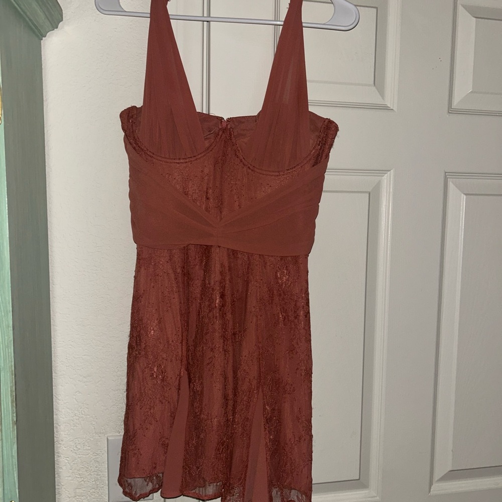 Oh Polly Dusty Rose Lace Mini Dress - Picture 4 of 4